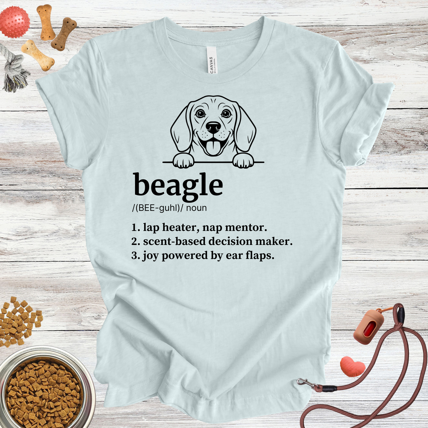 Beagle definition dog t-shirt in Heather Ice Blue — Paw Shaped Love