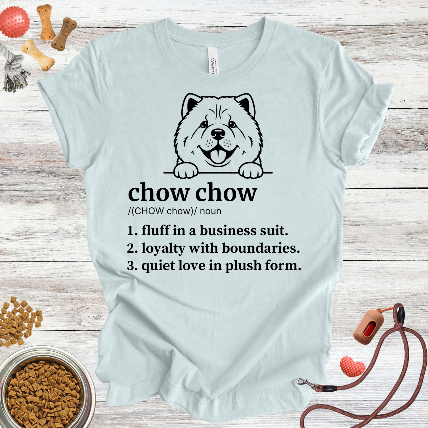 Chow Chow definition dog t-shirt in Heather Ice Blue β Paw Shaped Love