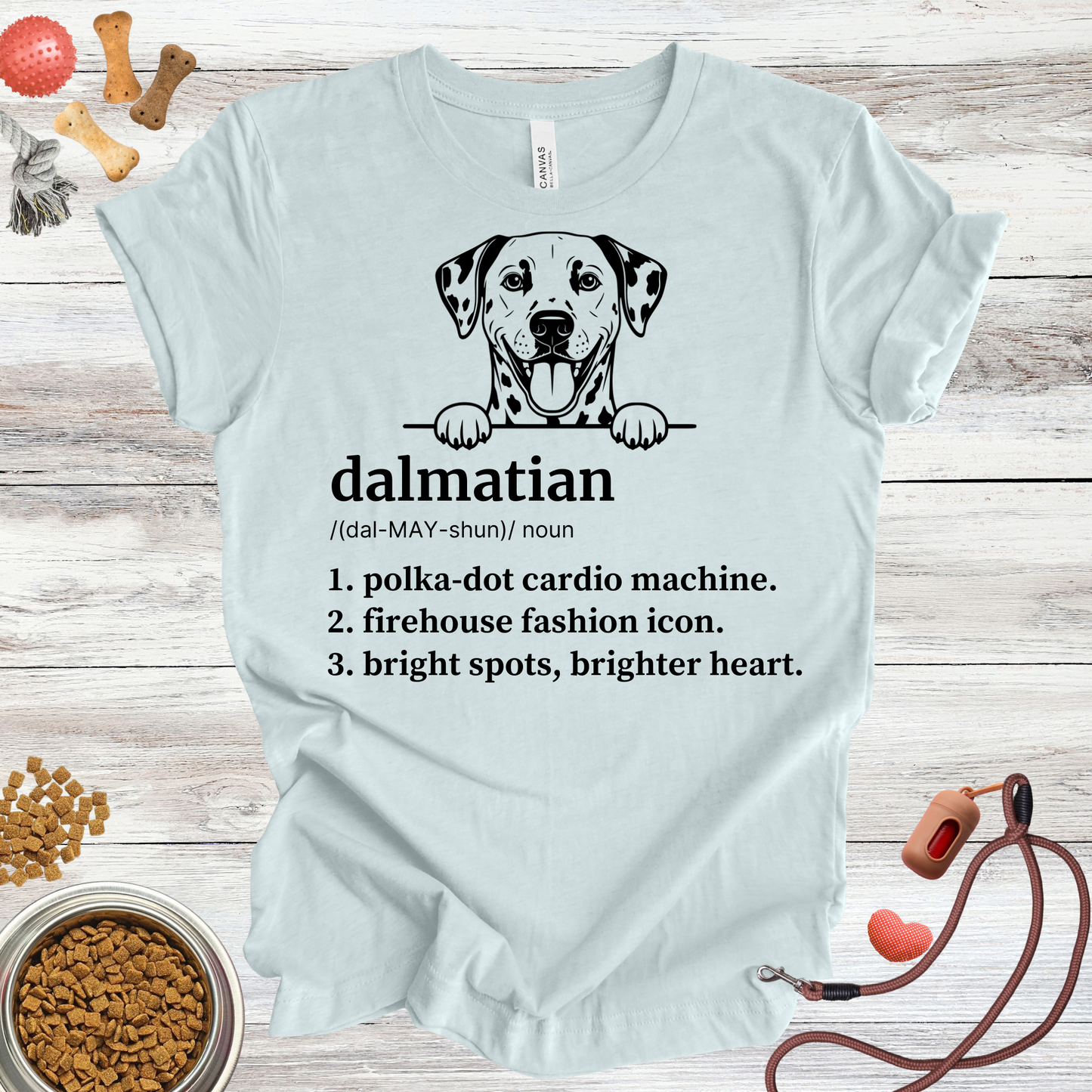 Dalmatian definition dog t-shirt in Heather Ice Blue β Paw Shaped Love