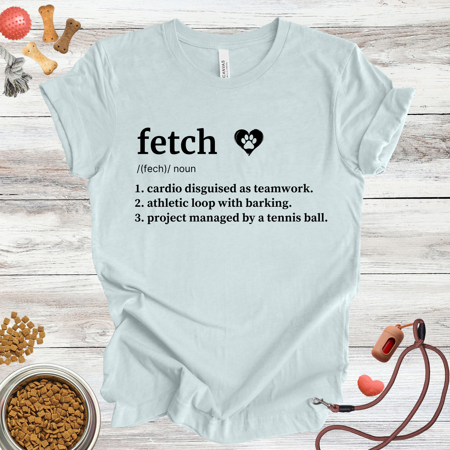 Fetch definition dog t-shirt in Heather Ice Blue — Paw Shaped Love