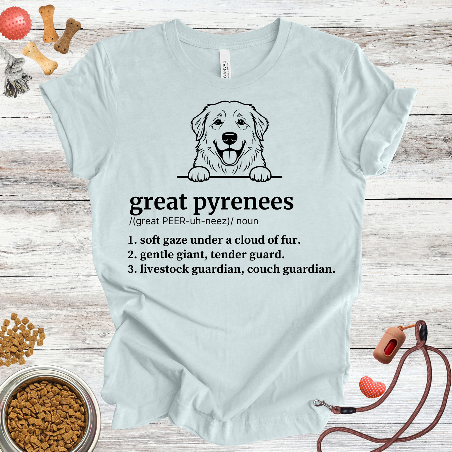 Great Pyrenees definition dog t-shirt in Heather Ice Blue — Paw Shaped Love