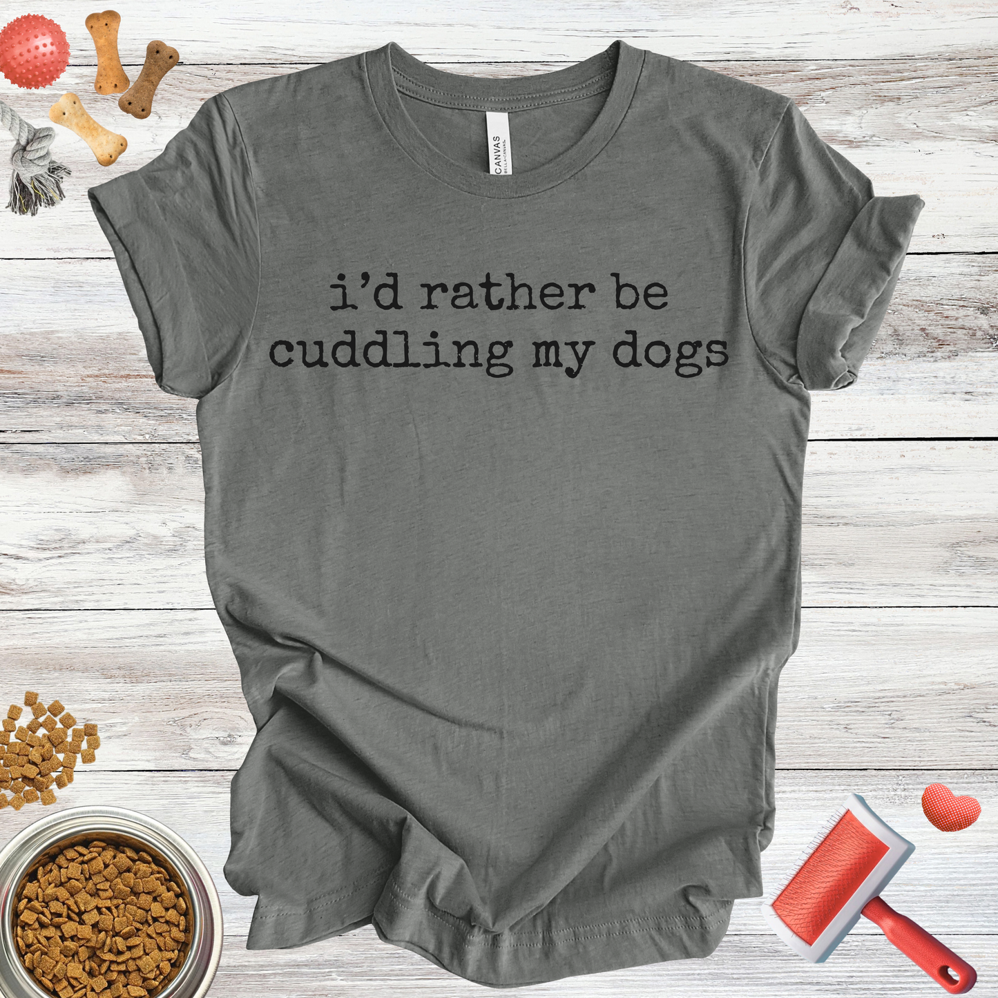 I'd Rather Be Cuddling My Dogs dog t-shirt in Multi-Color β Paw Shaped Love