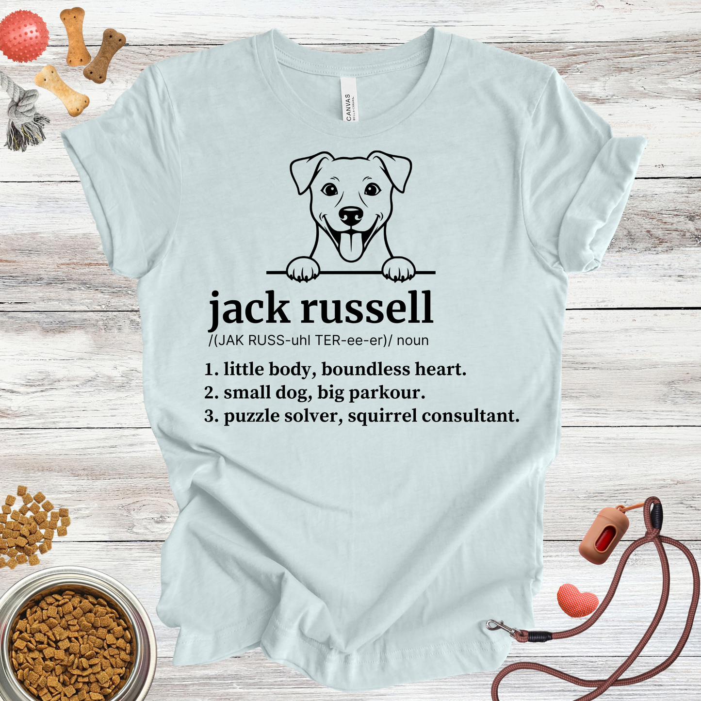 Jack Russell definition dog t-shirt in Heather Ice Blue β Paw Shaped Love