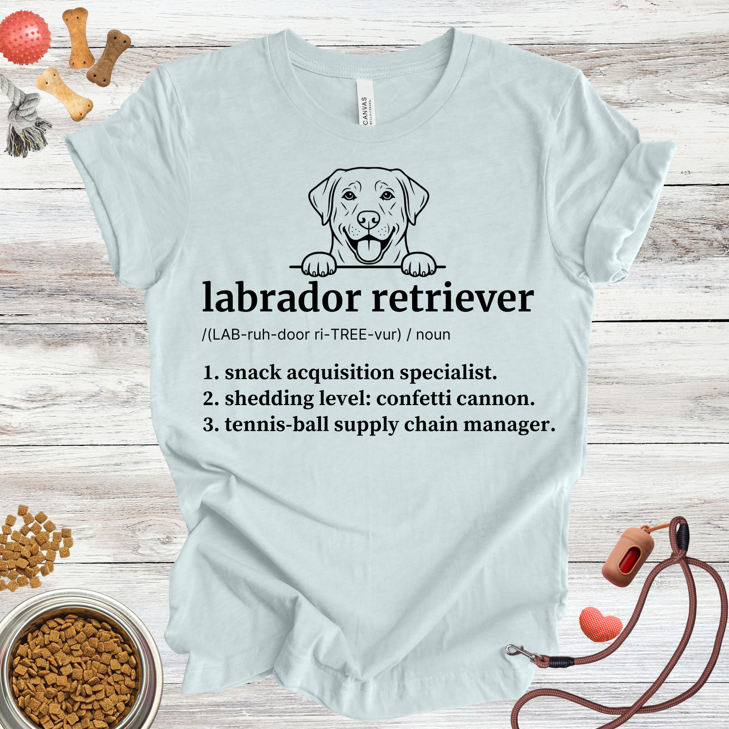 Labrador Retriever definition dog t-shirt in Heather Ice Blue — Paw Shaped Love
