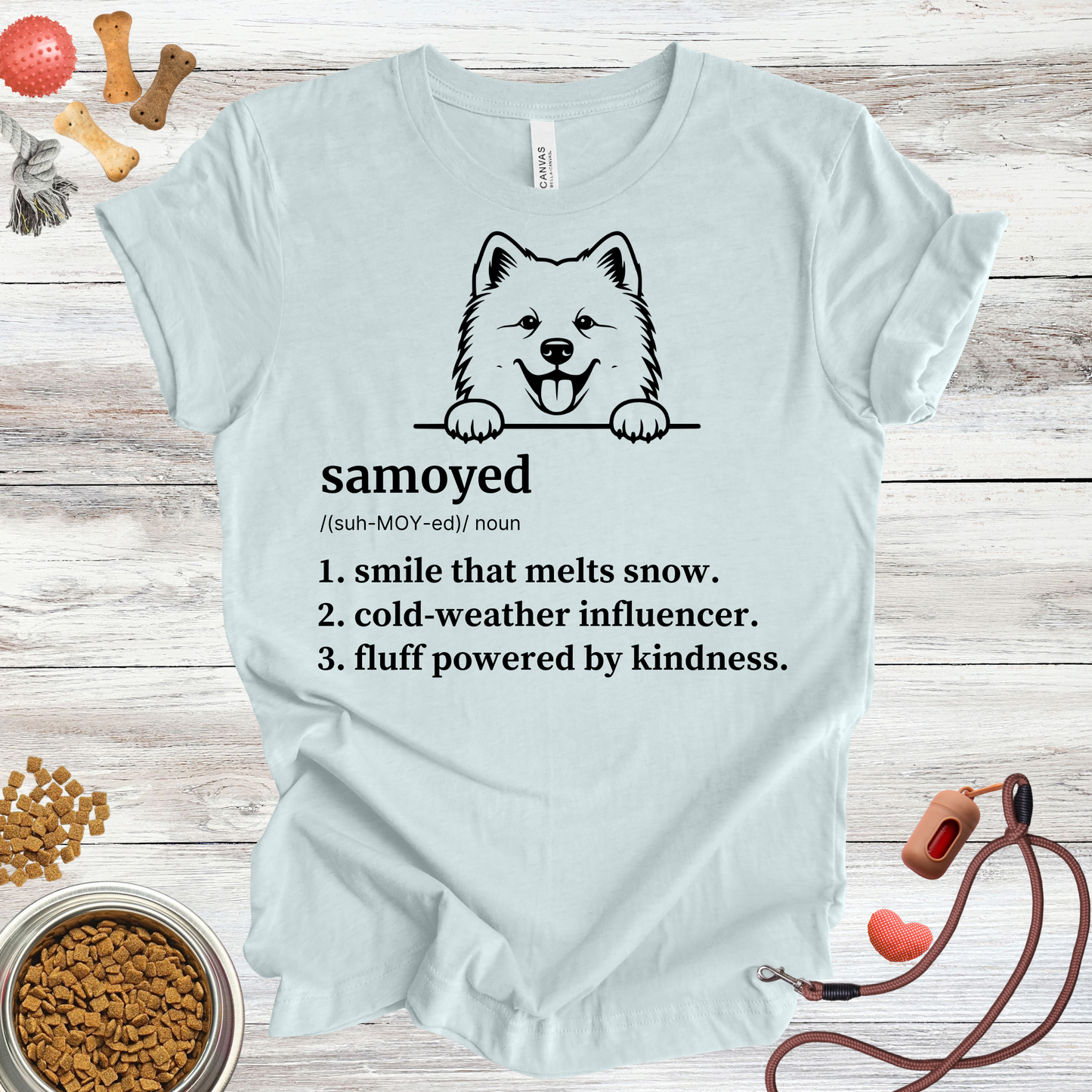 Samoyed definition dog t-shirt in Heather Ice Blue — Paw Shaped Love