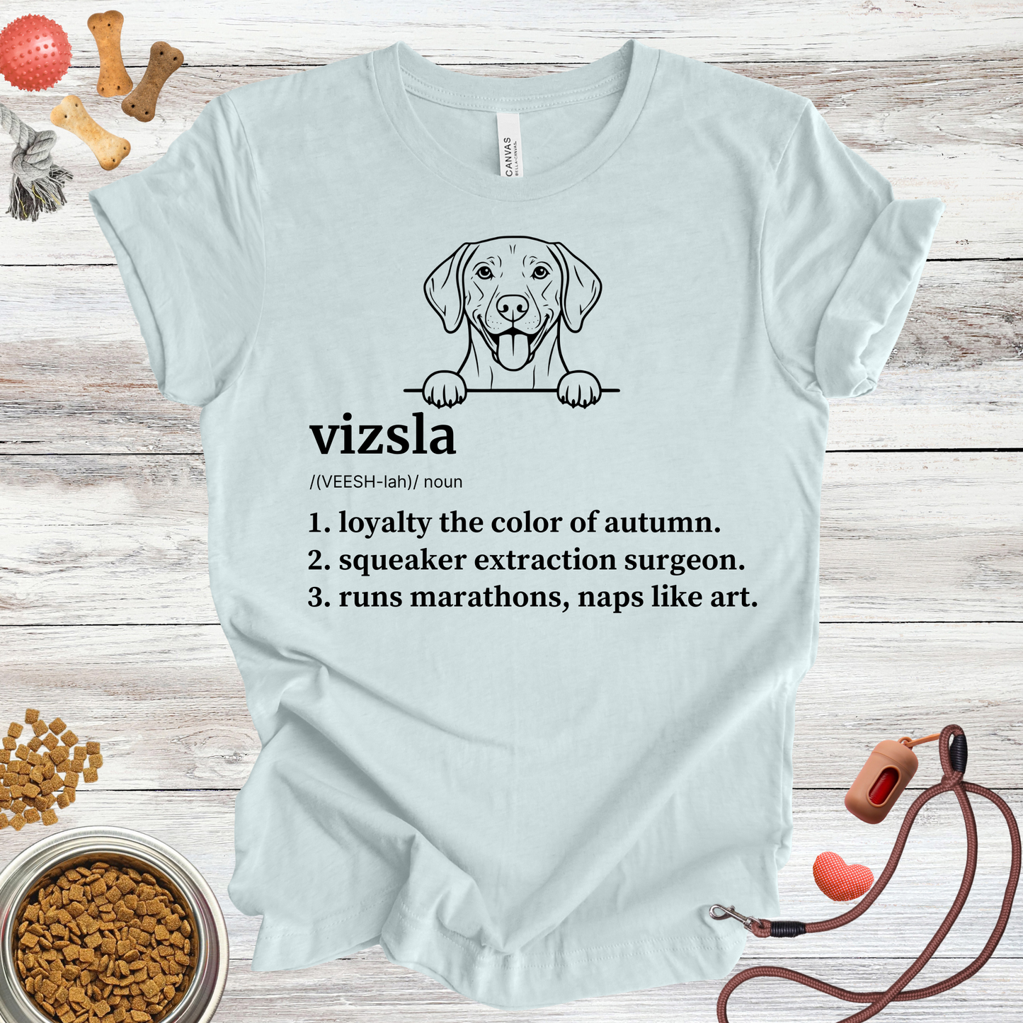 Vizsla definition dog t-shirt in Heather Ice Blue β Paw Shaped Love
