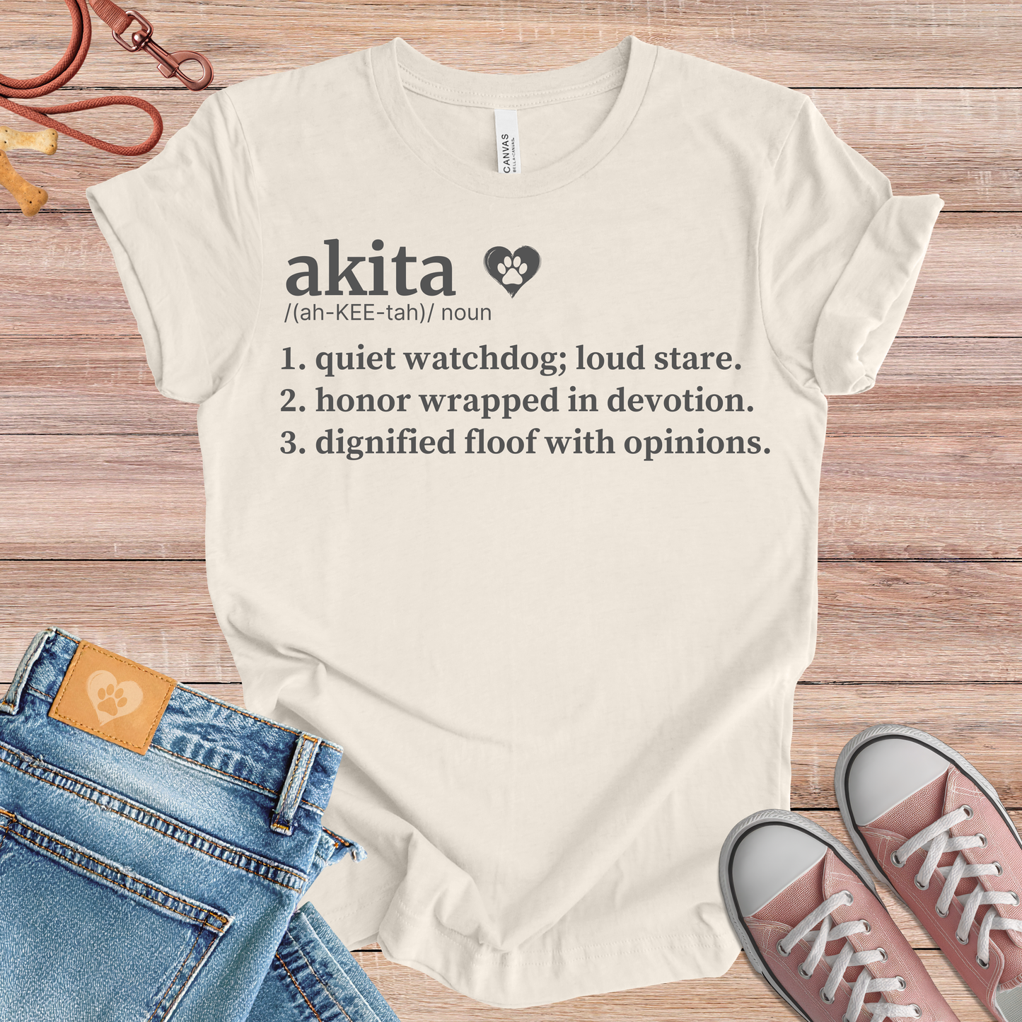 Akita definition Tee dog t-shirt in Natural — Paw Shaped Love