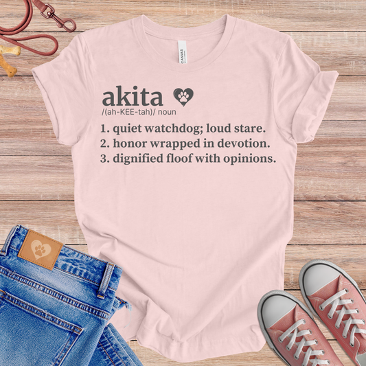 Akita definition Tee dog t-shirt in Soft Pink — Paw Shaped Love