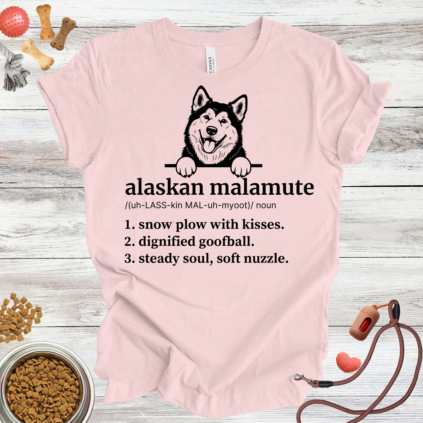 Alaskan Malamute definition dog t-shirt in Soft Pink — Paw Shaped Love