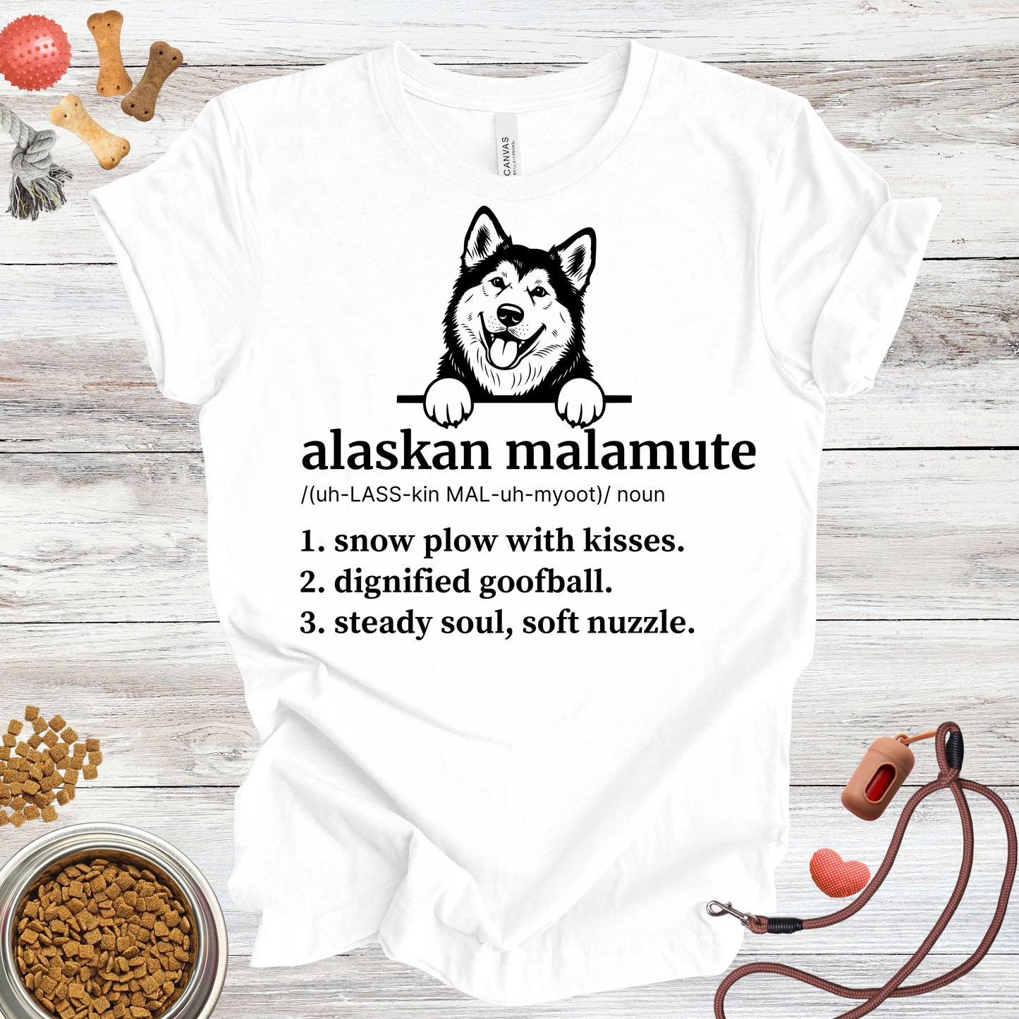 Alaskan Malamute definition dog t-shirt in White — Paw Shaped Love