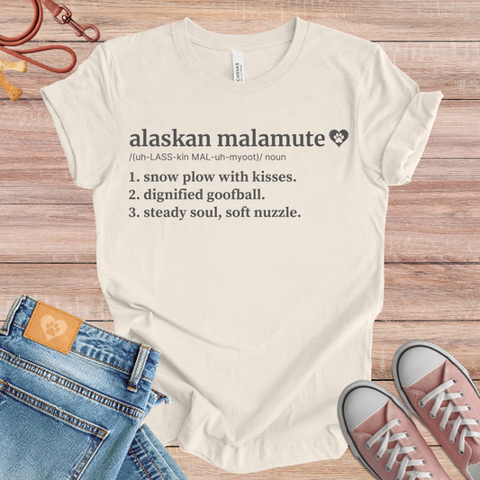 Alaskan Malamute definition Tee dog t-shirt in Natural — Paw Shaped Love
