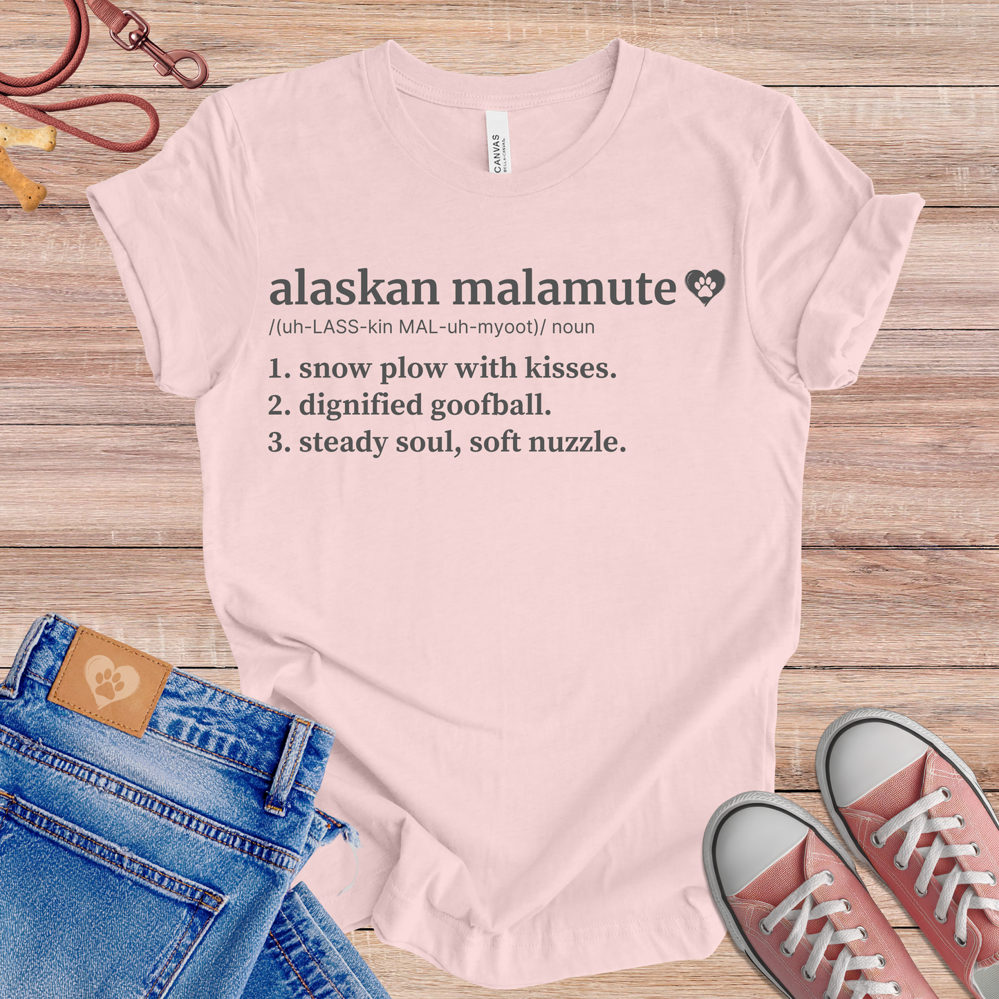 Alaskan Malamute definition Tee dog t-shirt in Soft Pink — Paw Shaped Love