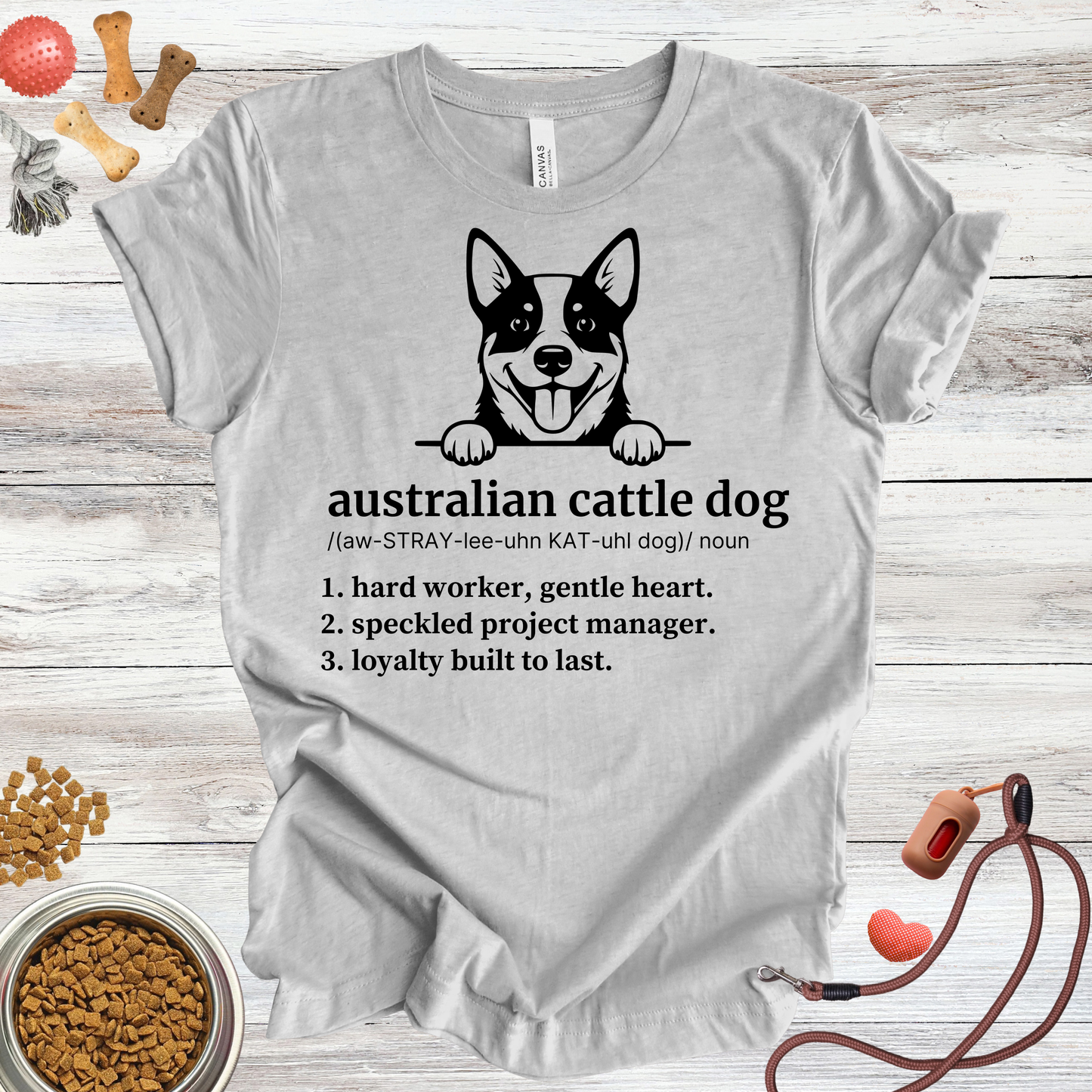 Australian Cattle Dog definition dog t-shirt in Athletic Heather — Paw Shaped Love