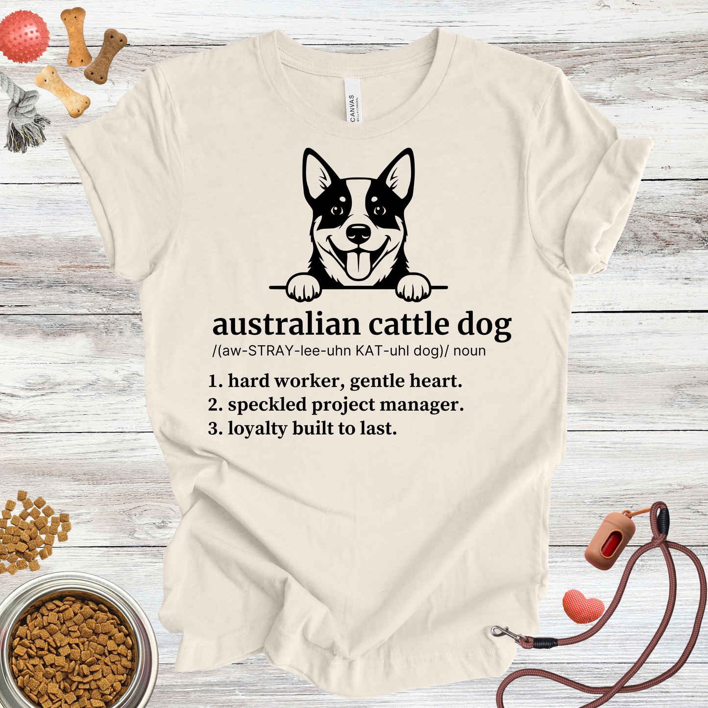 Australian Cattle Dog definition dog t-shirt in Natural — Paw Shaped Love