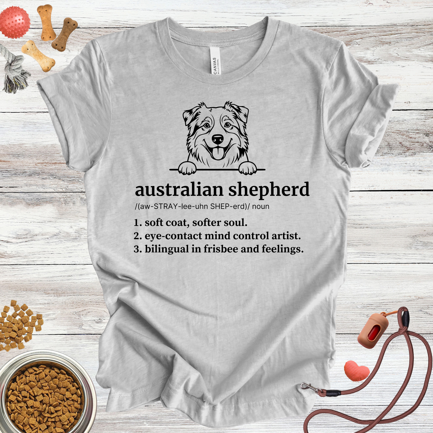 Australian Shepherd definition dog t-shirt in Athletic Heather — Paw Shaped Love