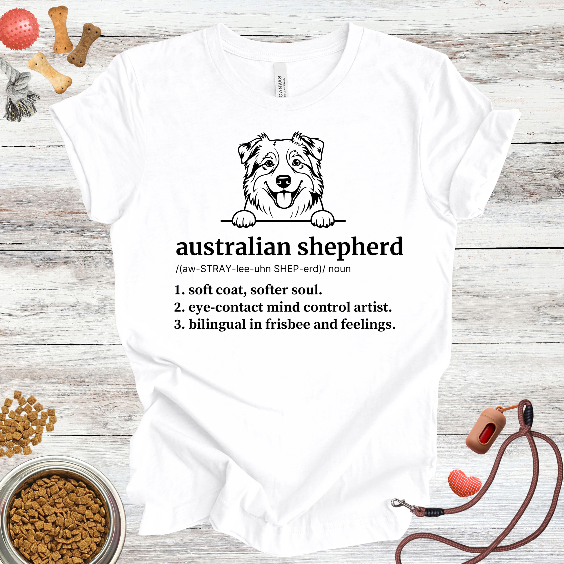 Australian Shepherd definition dog t-shirt in White — Paw Shaped Love