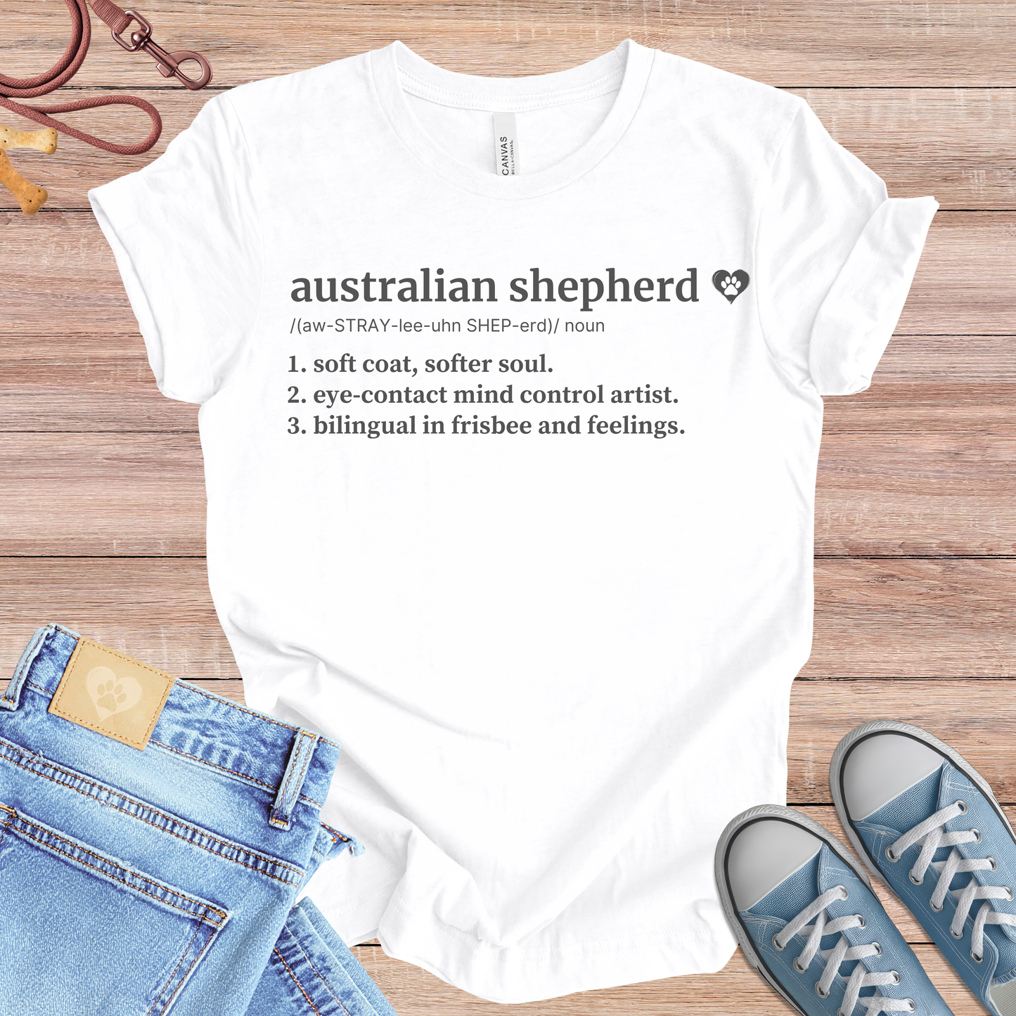 Australian Shepherd definition dog t-shirt in White — Paw Shaped Love