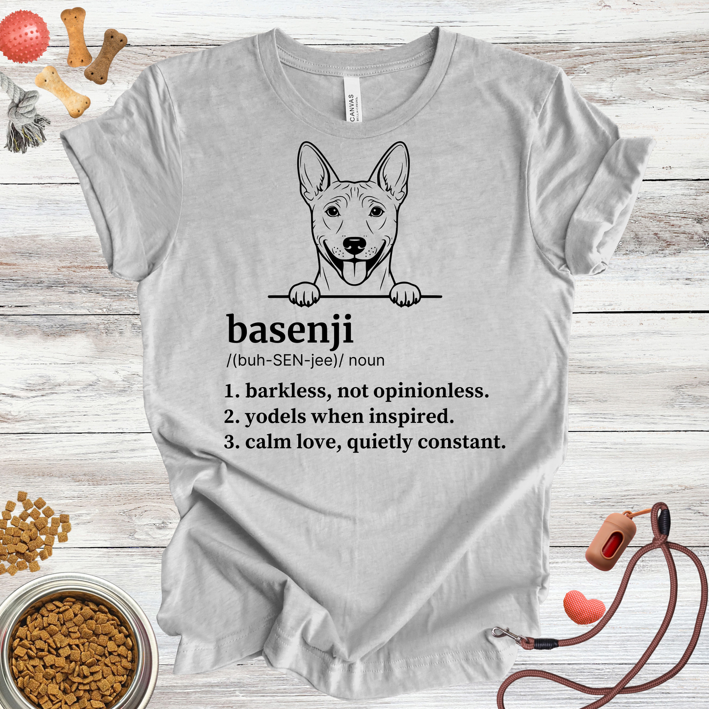 Basenji definition dog t-shirt in Athletic Heather — Paw Shaped Love