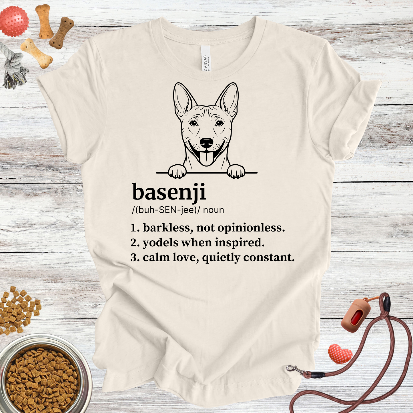Basenji definition dog t-shirt in Natural — Paw Shaped Love