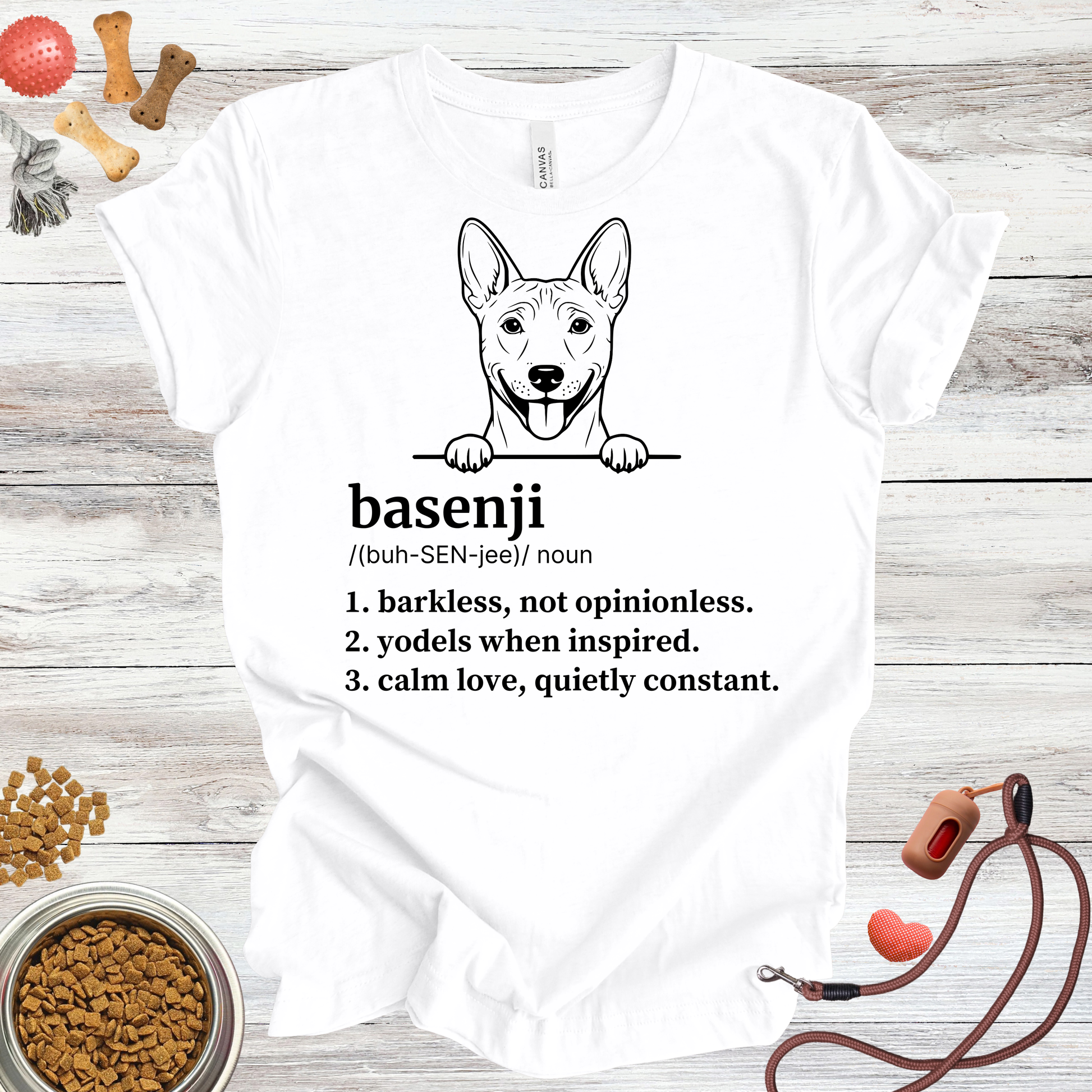 Basenji definition dog t-shirt in White — Paw Shaped Love