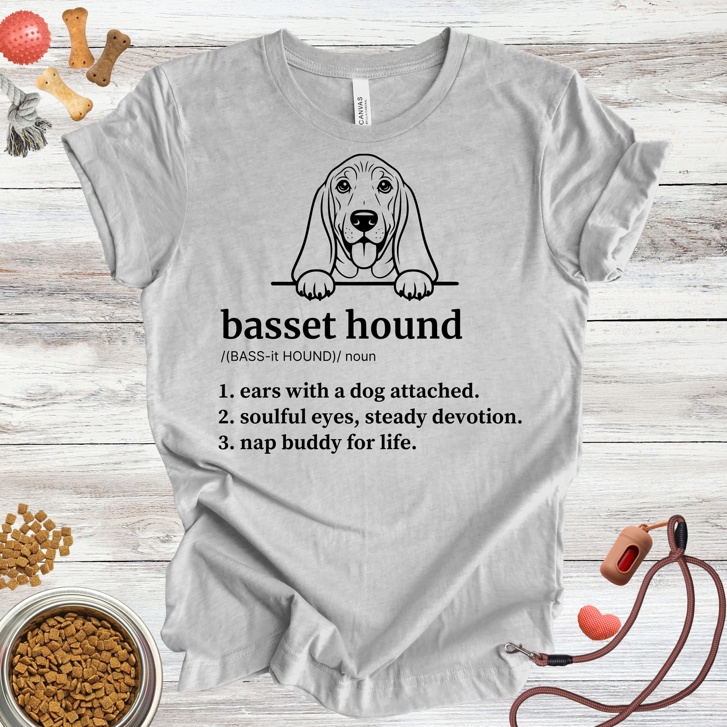 Basset Hound definition dog t-shirt in Athletic Heather — Paw Shaped Love
