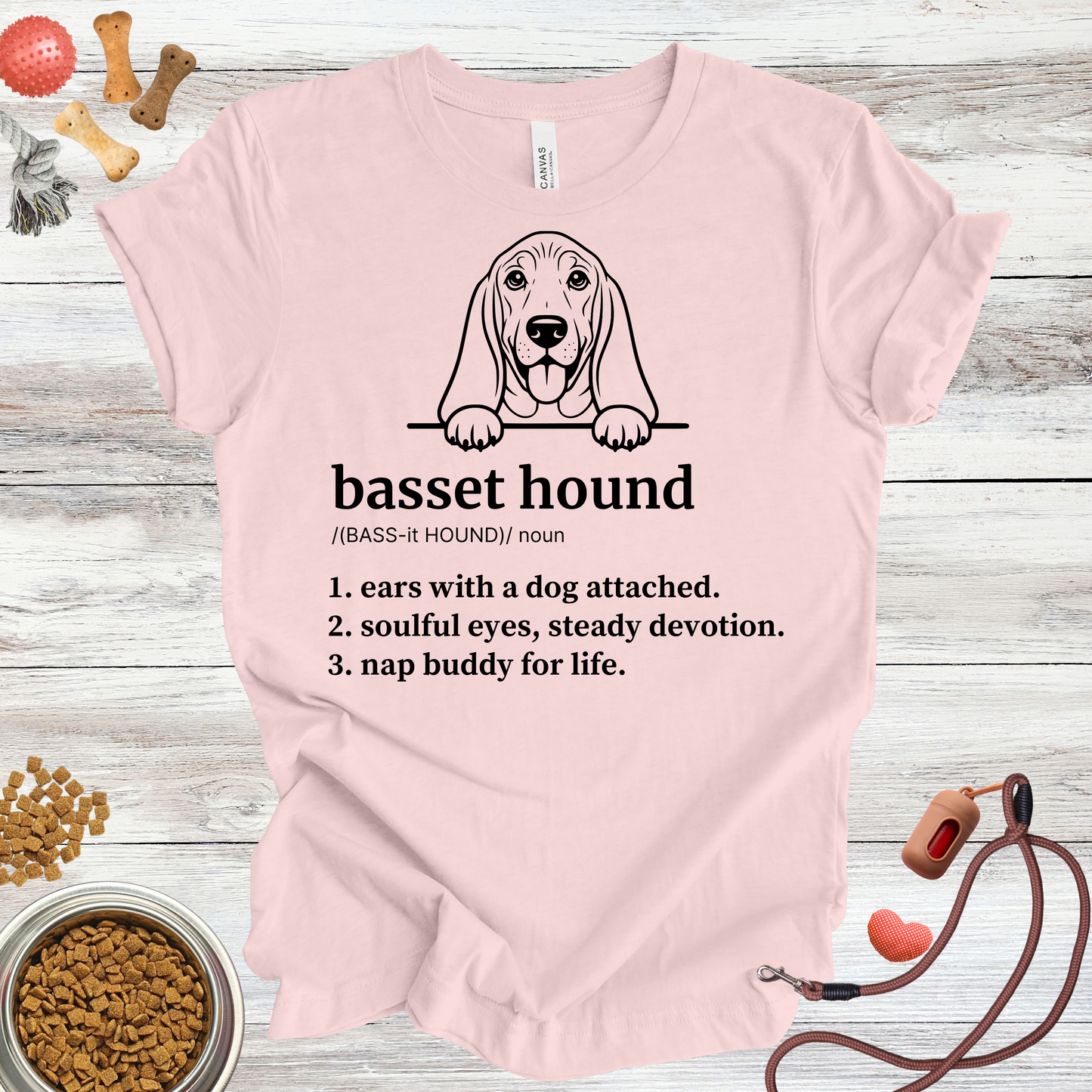 Basset Hound definition dog t-shirt in Soft Pink — Paw Shaped Love
