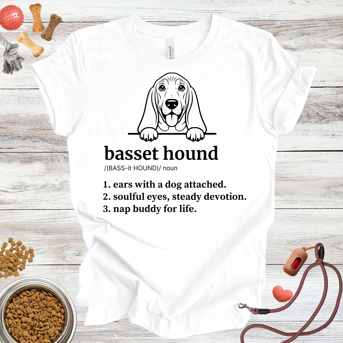 Basset Hound definition dog t-shirt in White — Paw Shaped Love