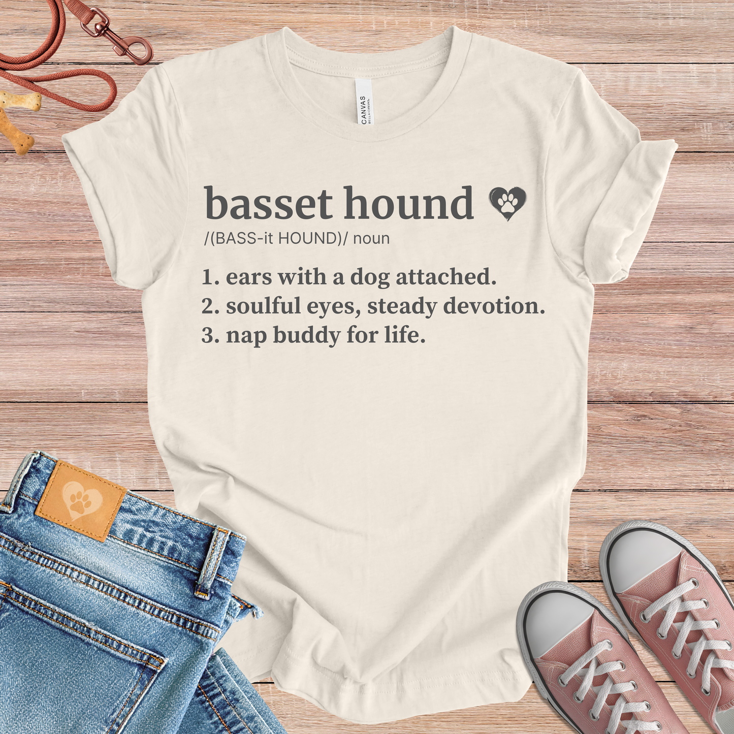 Basset Hound definition Tee dog t-shirt in Natural — Paw Shaped Love