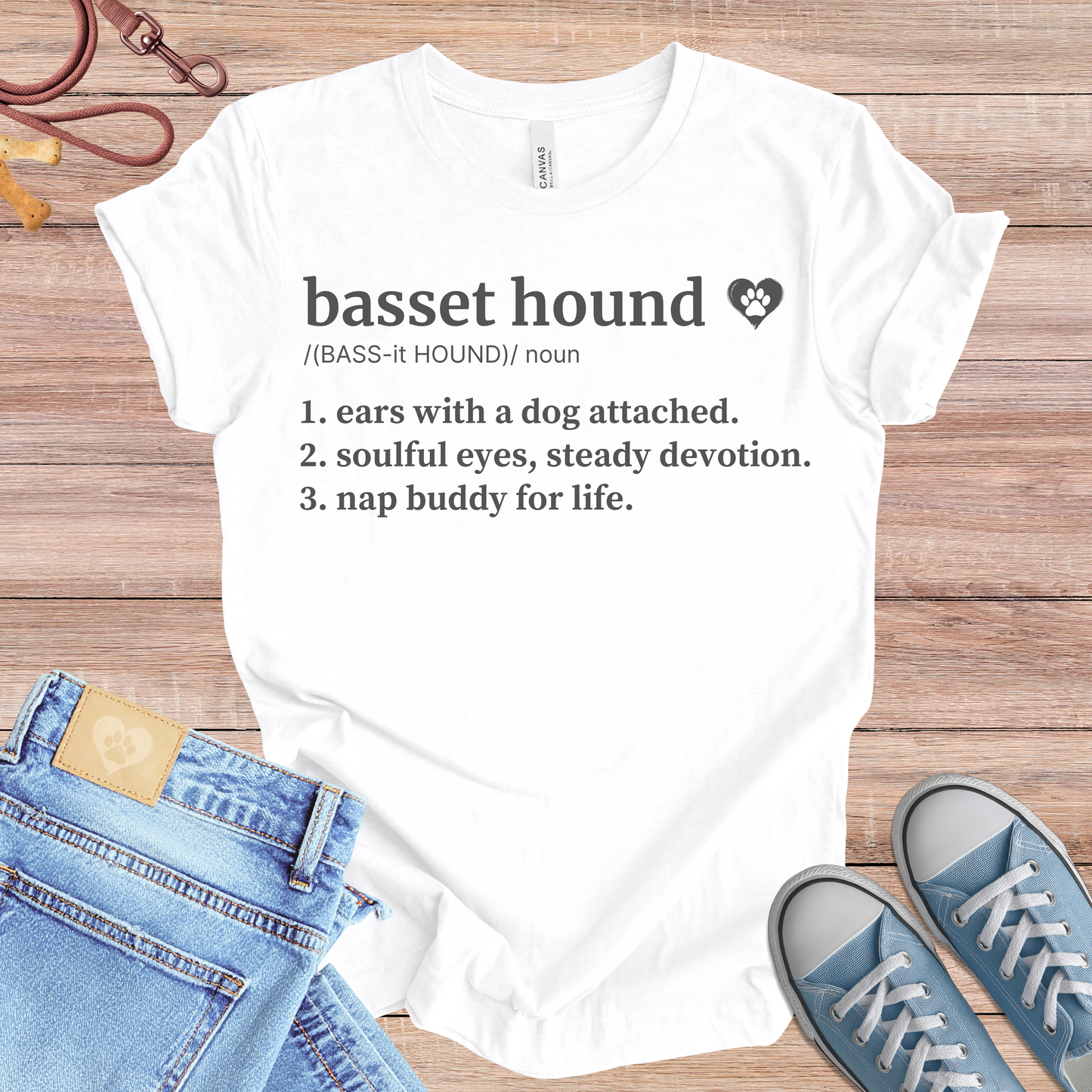 Basset Hound definition Tee dog t-shirt in White — Paw Shaped Love