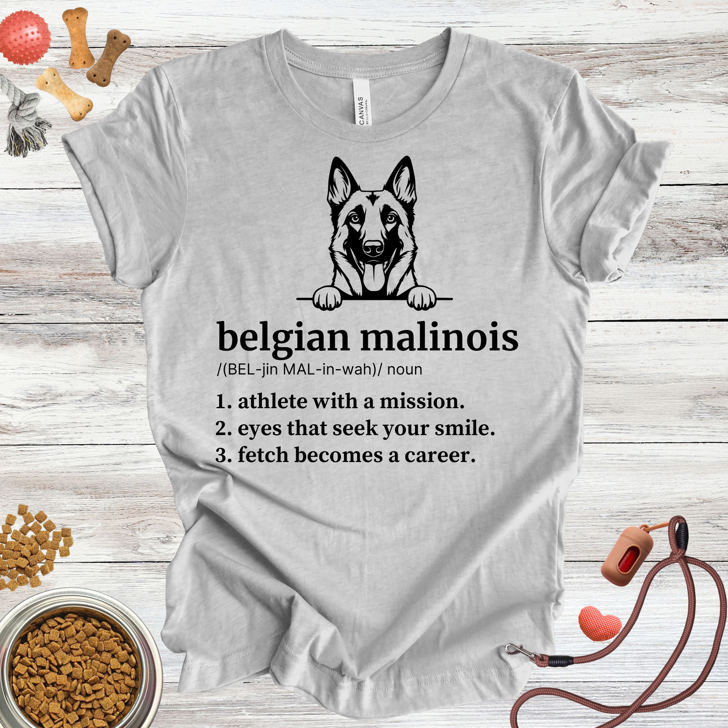 Belgian Malinois definition dog t-shirt in Athletic Heather — Paw Shaped Love