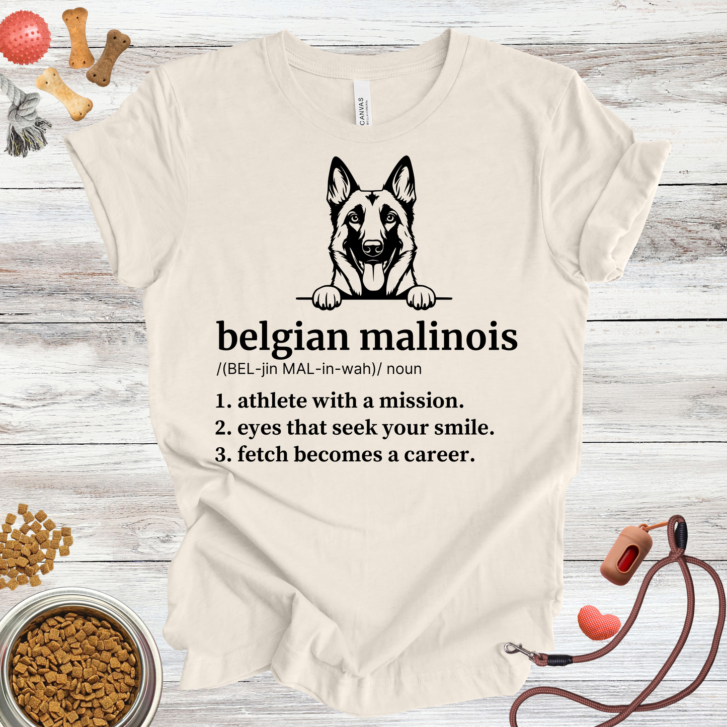 Belgian Malinois definition dog t-shirt in Natural — Paw Shaped Love