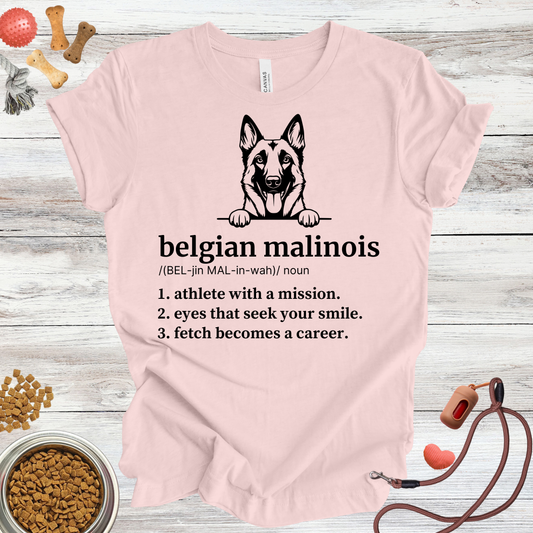 Belgian Malinois definition dog t-shirt in Soft Pink — Paw Shaped Love