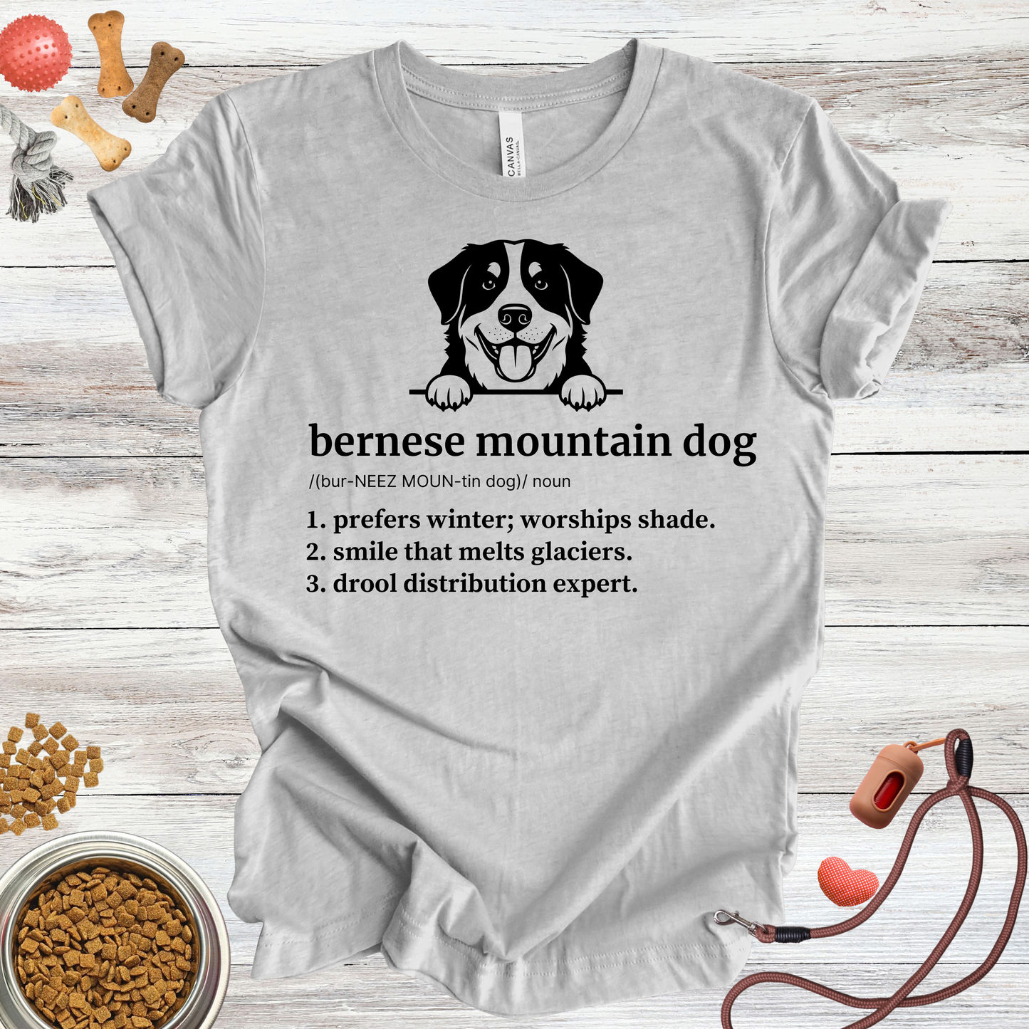 Bernese Mountain Dog definition dog t-shirt in Athletic Heather — Paw Shaped Love