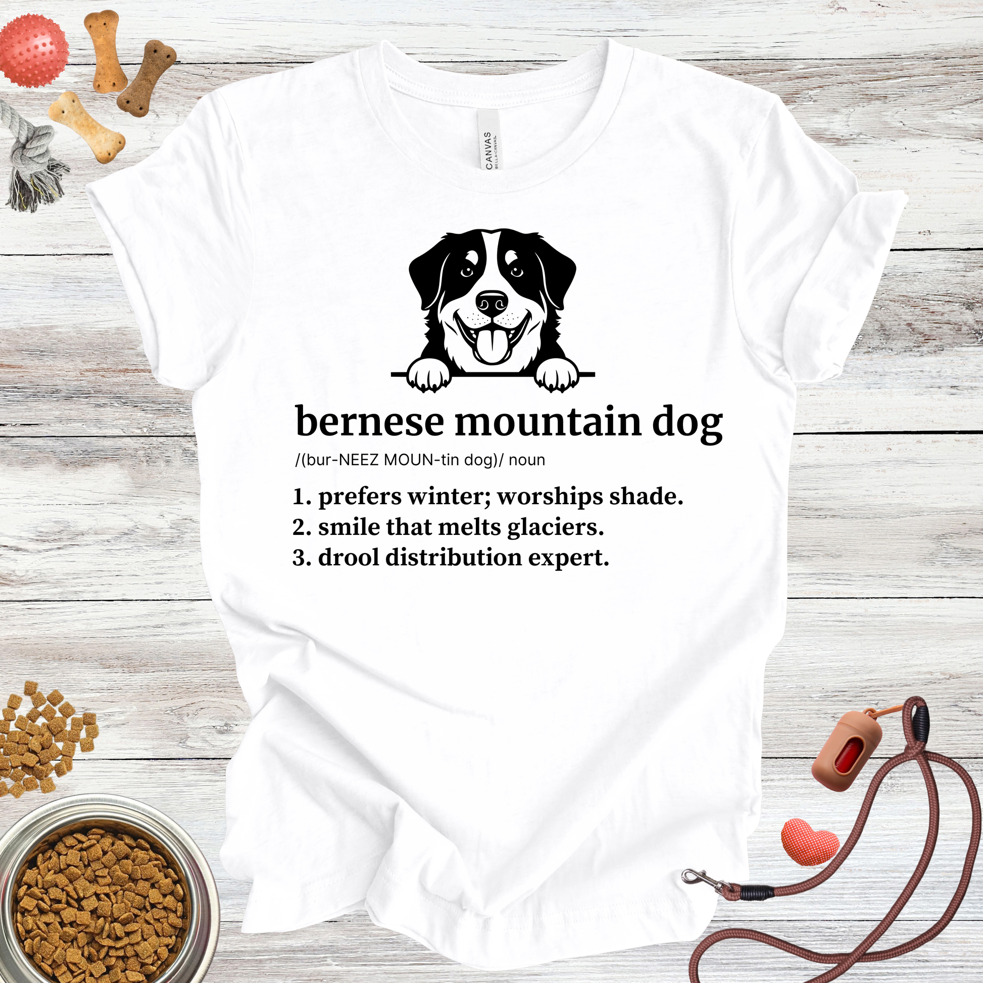 Bernese Mountain Dog definition dog t-shirt in White — Paw Shaped Love
