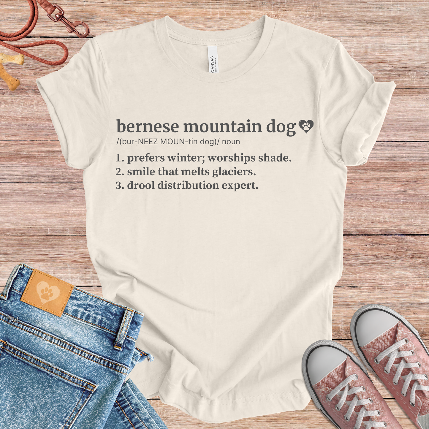 Bernese Mountain Dog definition Tee dog t-shirt in Natural — Paw Shaped Love