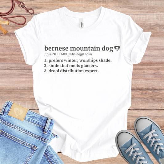 Bernese Mountain Dog definition Tee dog t-shirt in White — Paw Shaped Love
