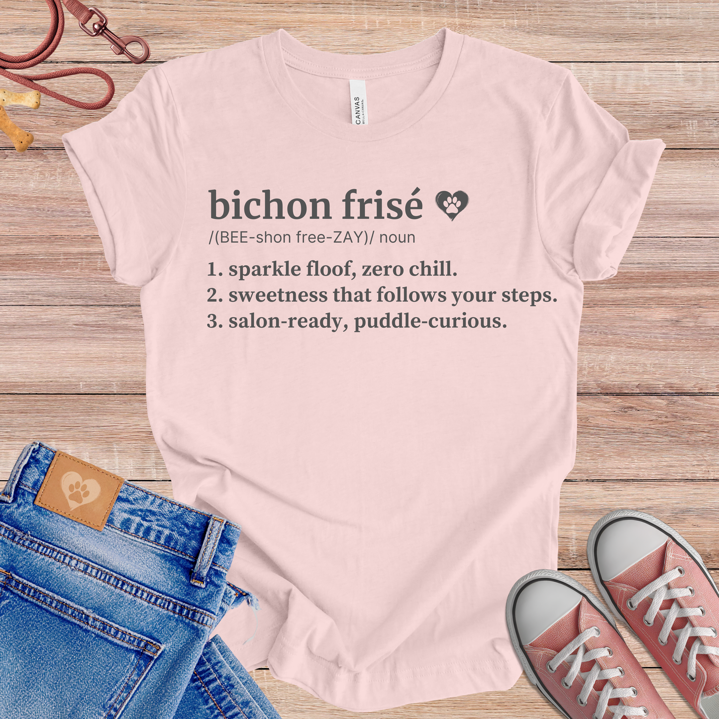 Bichon Frisé definition Tee dog t-shirt in Soft Pink — Paw Shaped Love