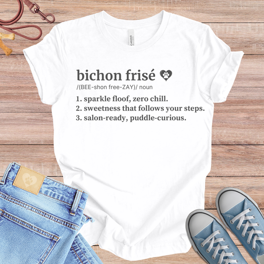 Bichon Frisé definition Tee dog t-shirt in White — Paw Shaped Love