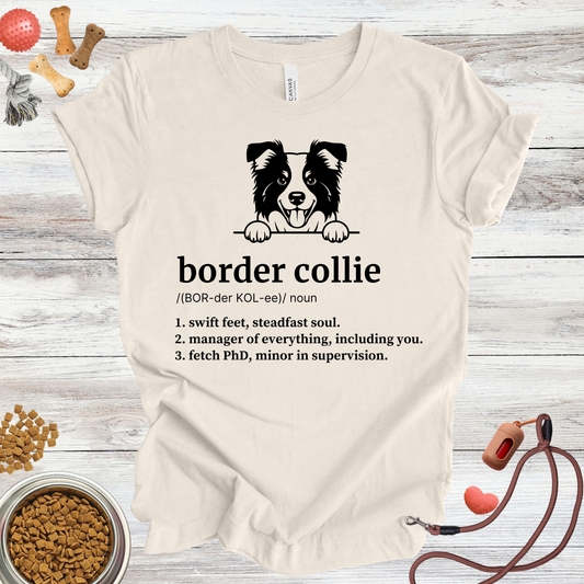 Border Collie definition dog t-shirt in Natural — Paw Shaped Love