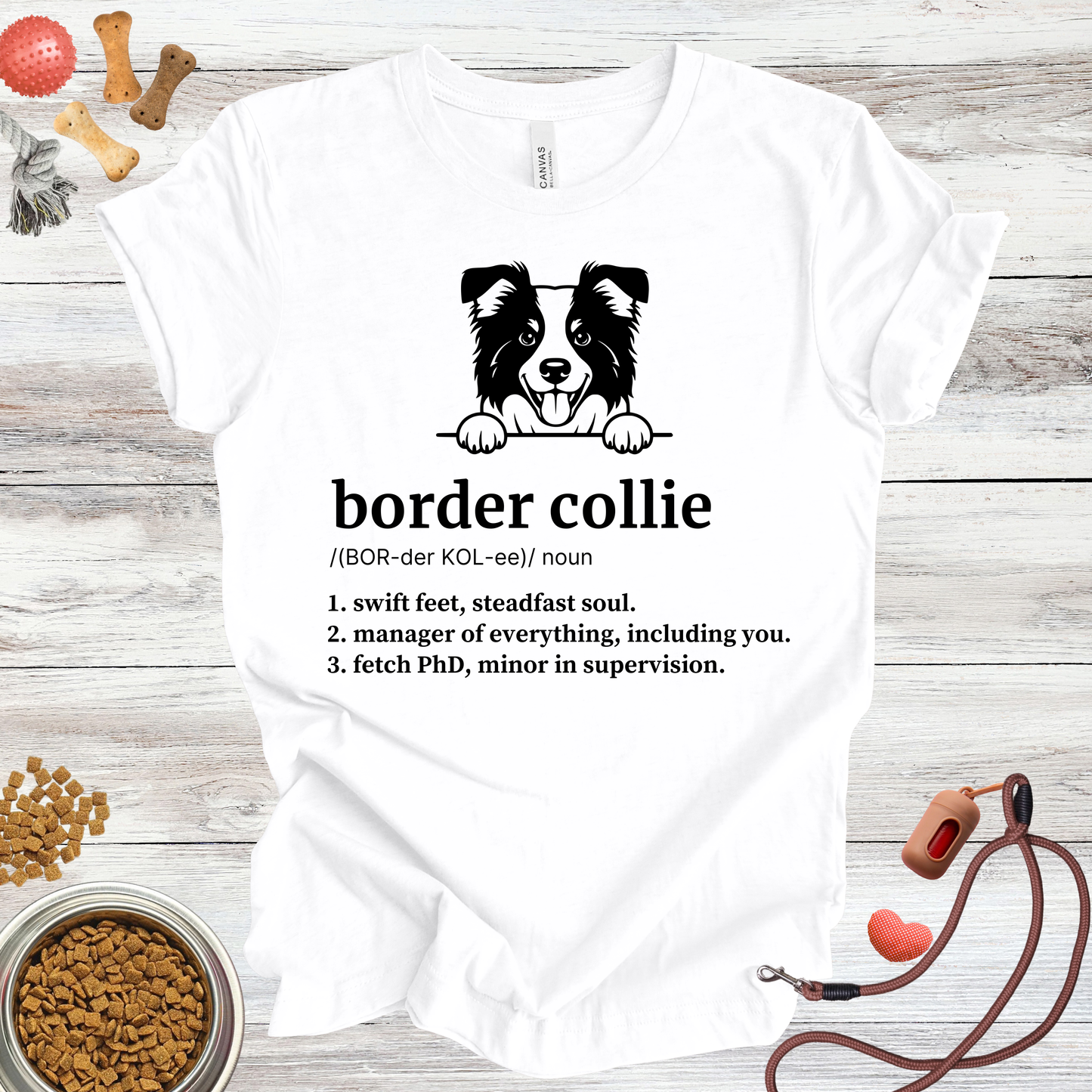 Border Collie definition dog t-shirt in White — Paw Shaped Love