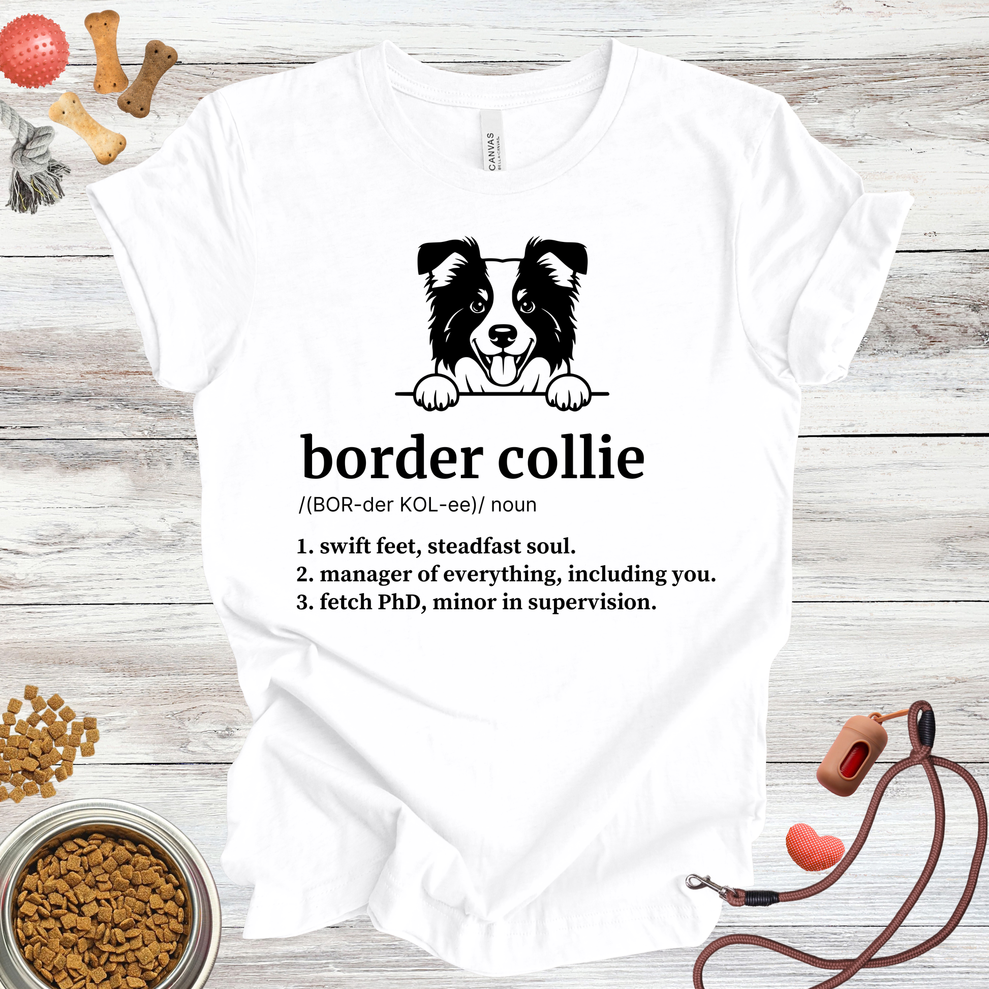 Border Collie definition dog t-shirt in White — Paw Shaped Love