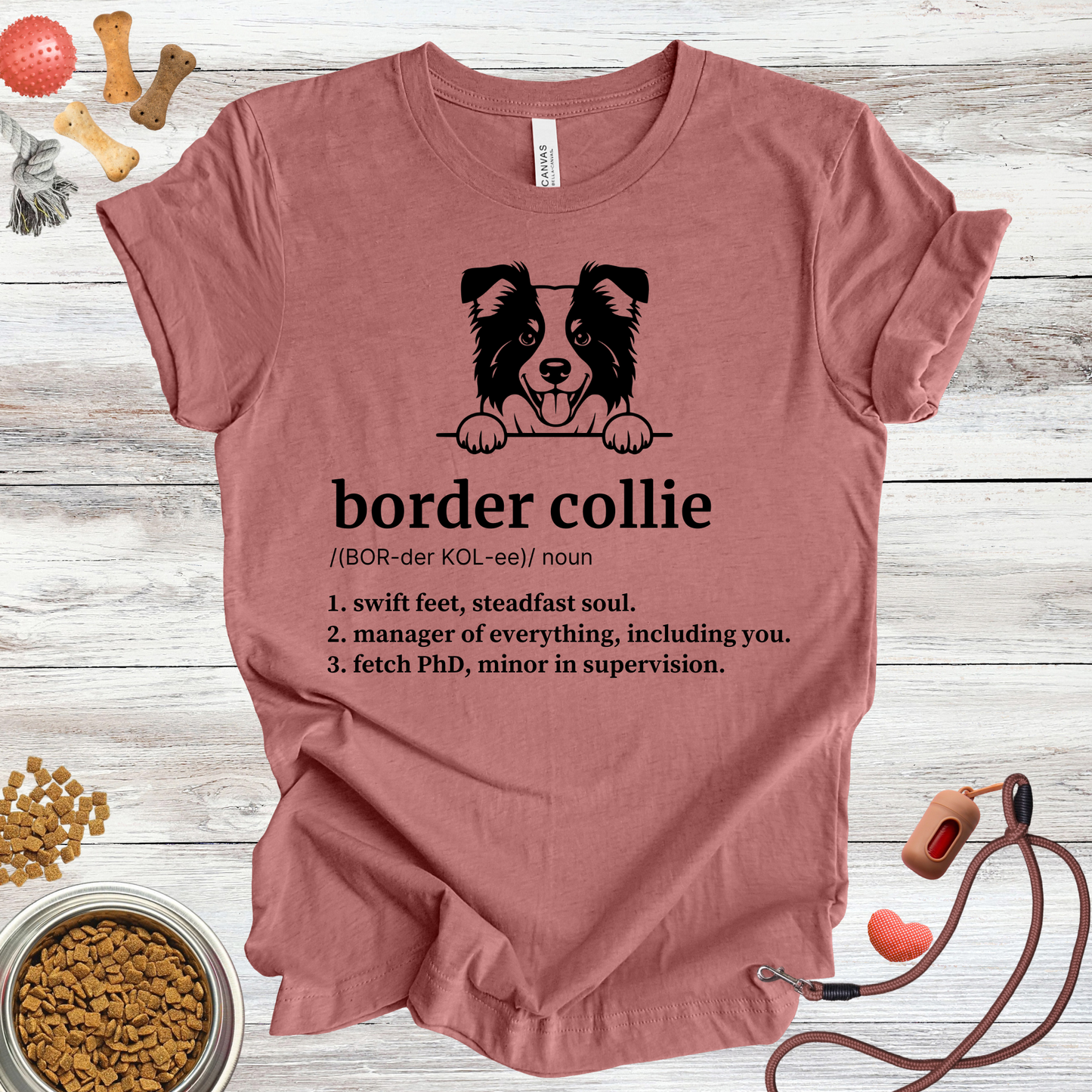 Border Collie definition dog t-shirt in Heather Mauve — Paw Shaped Love