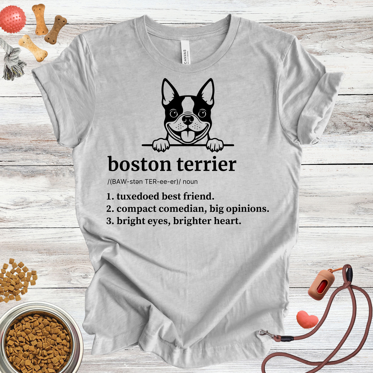 Boston Terrier definition dog t-shirt in Athletic Heather — Paw Shaped Love