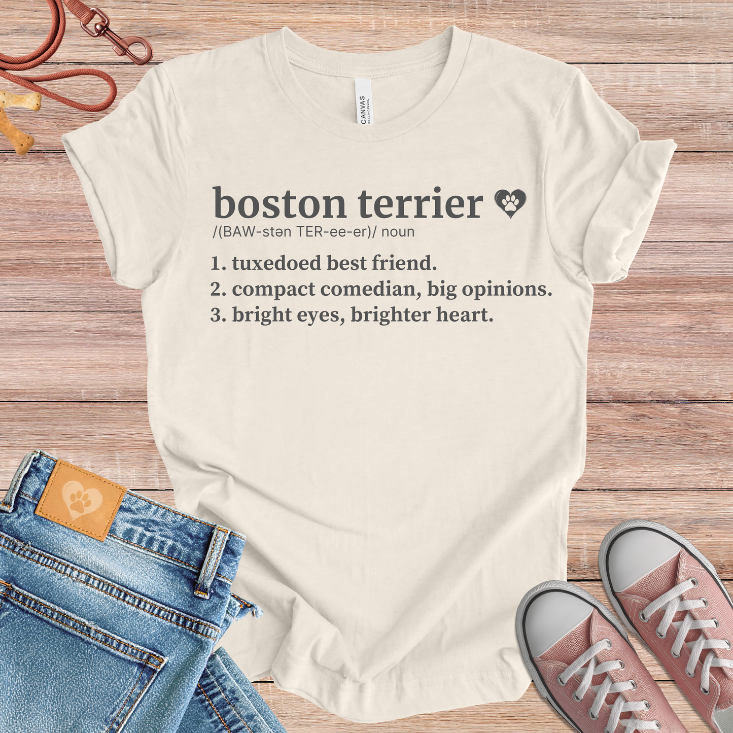 Boston Terrier definition Tee dog t-shirt in Natural — Paw Shaped Love