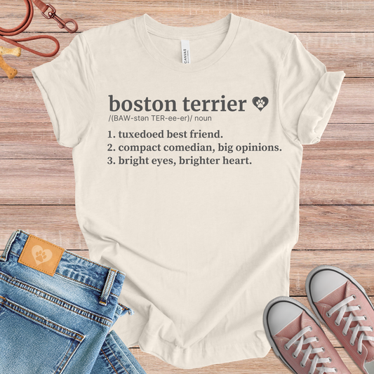 Boston Terrier definition Tee dog t-shirt in Natural — Paw Shaped Love