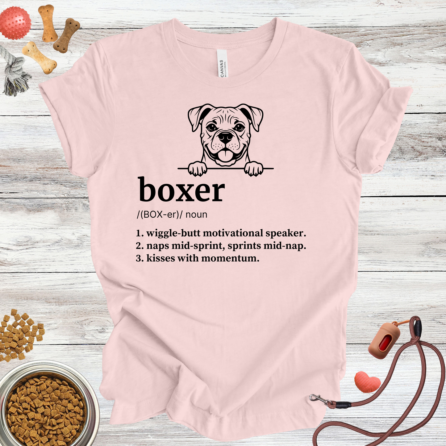 Boxer definition dog t-shirt in Soft Pink — Paw Shaped Love