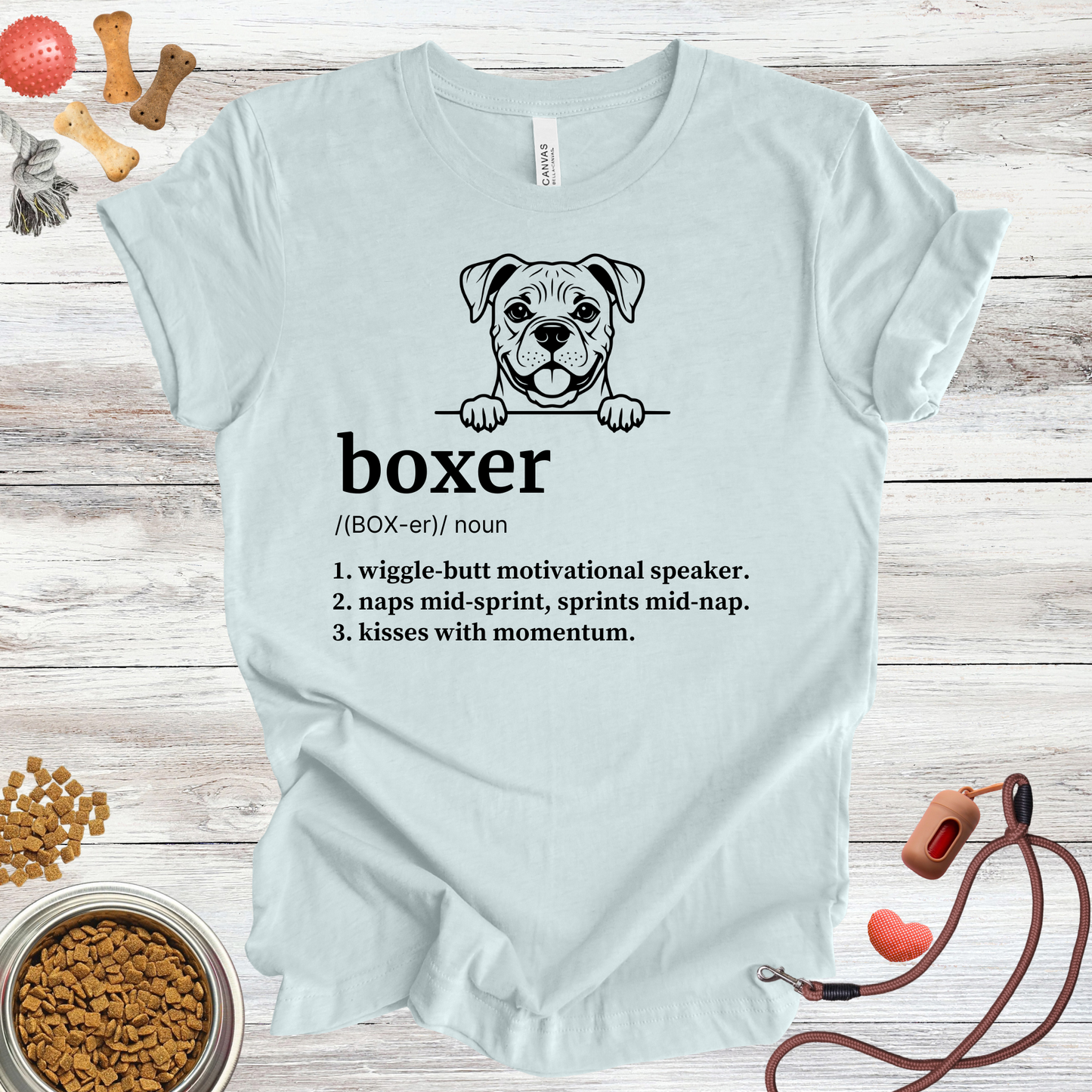 Boxer definition dog t-shirt in Heather Ice Blue — Paw Shaped Love