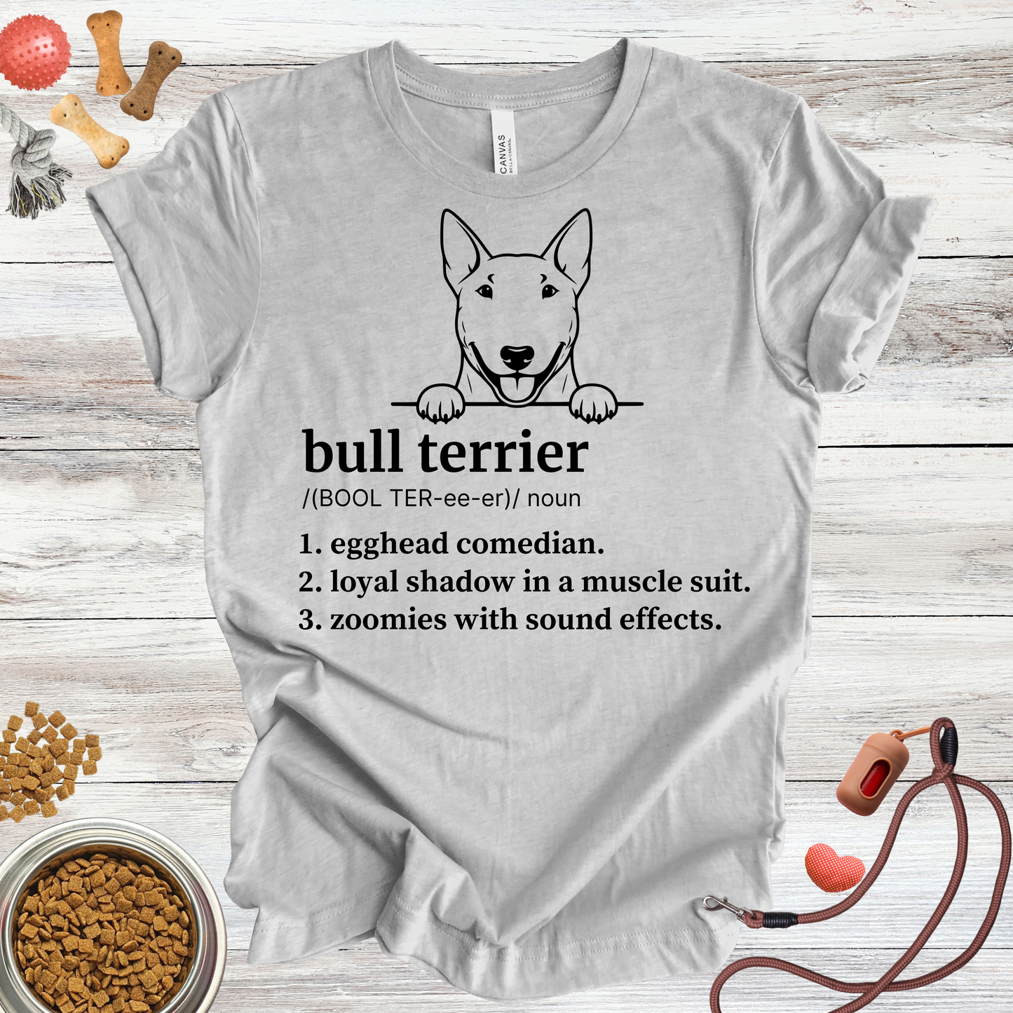 Bull Terrier definition dog t-shirt in Athletic Heather — Paw Shaped Love