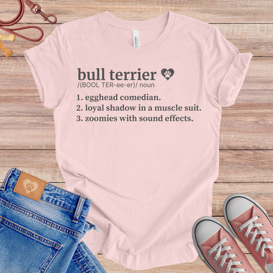 Bull Terrier definition Tee dog t-shirt in Soft Pink — Paw Shaped Love