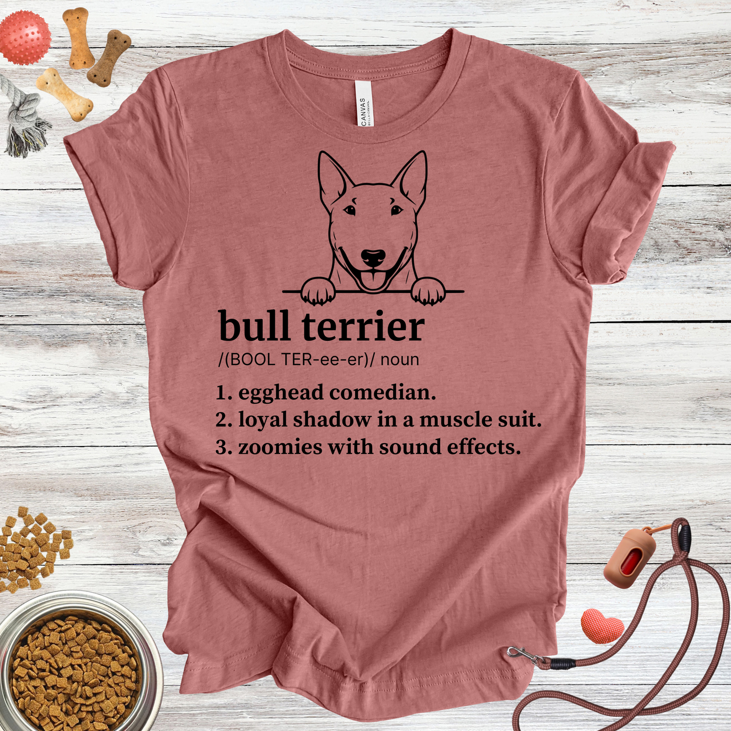 Bull Terrier definition dog t-shirt in Heather Mauve — Paw Shaped Love